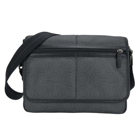 Coach Op Art Shoulder Bag 70270 Leather Gray Black Men's COACH